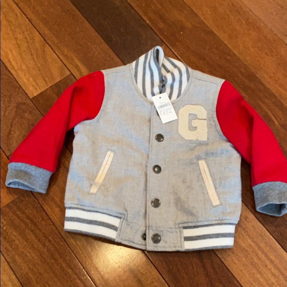 New Baby Gap Jacket gray, Red & white 12-18months
